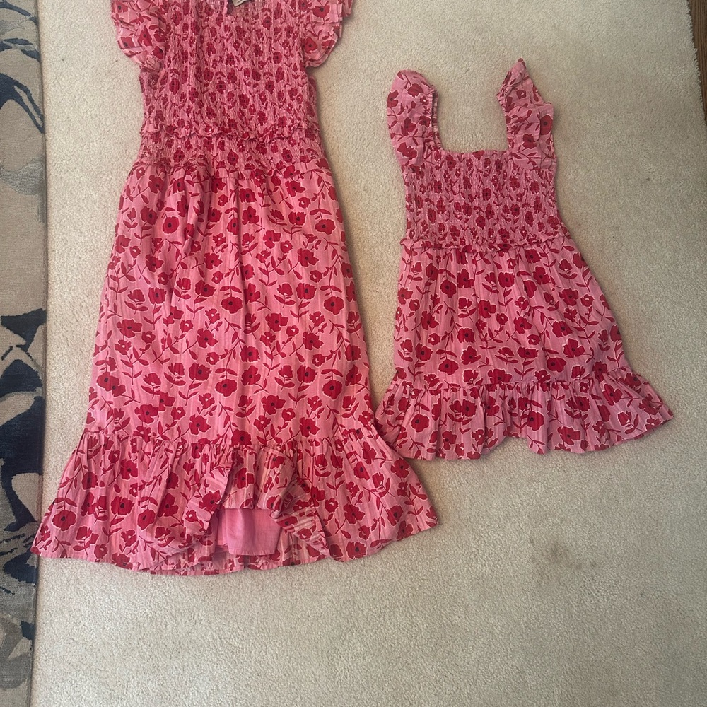 Vineyard Vines Pink Floral Dress mommy and me women’s XS and girl size S